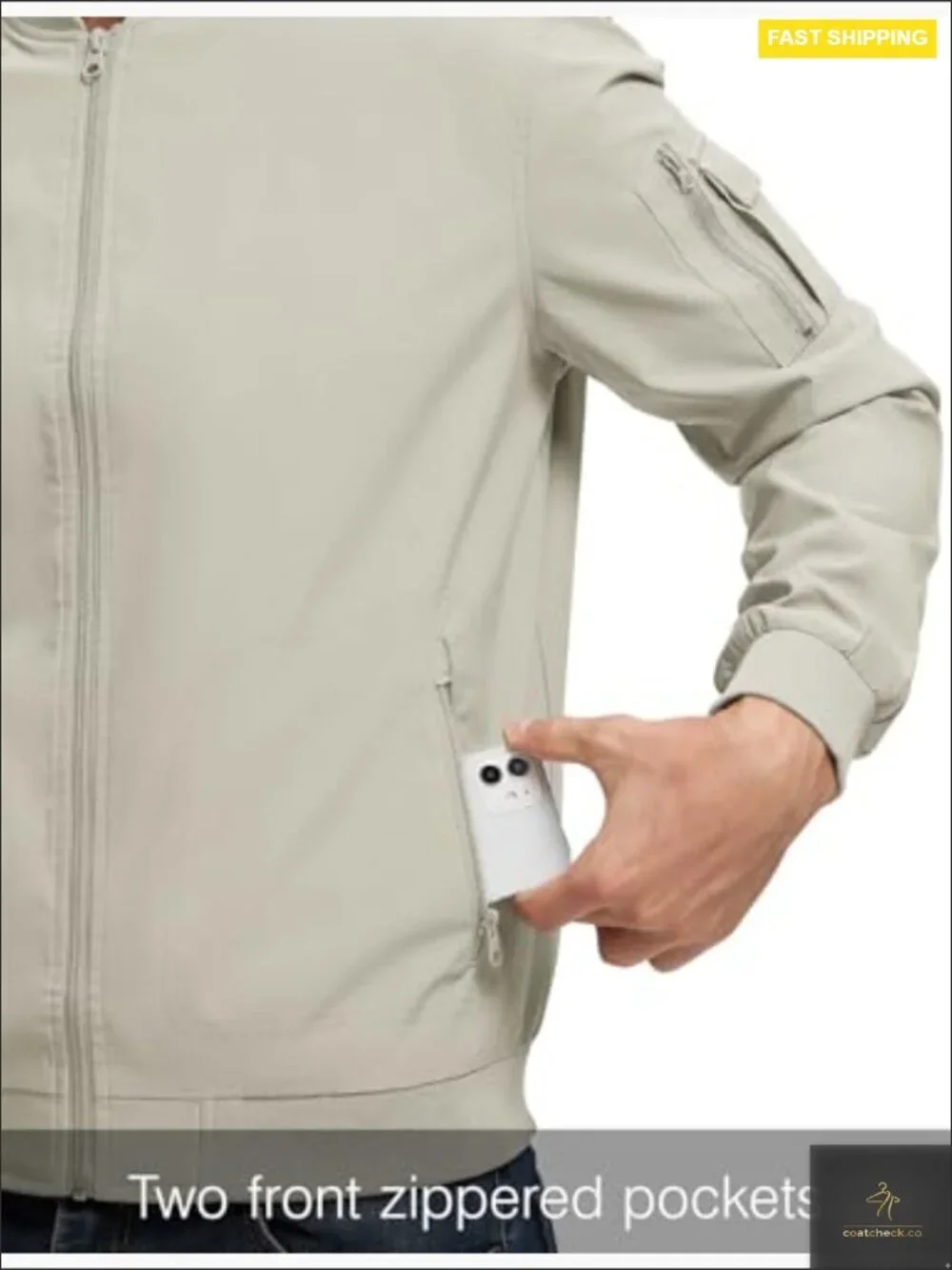 Men's Lightweight Bomber Jacket Casual Stylish Windbreaker Full Zip